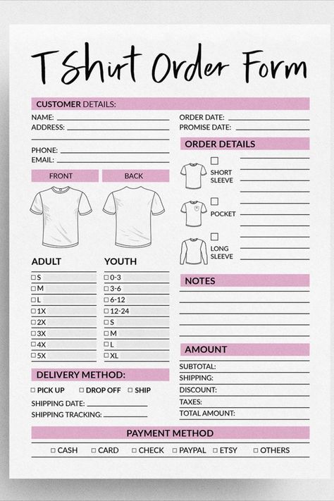 Custom Shirt Order Form Template | Tshirt Order Form Template Printable | Custom Order Form Template Editable | Order Form | Purchase Order Form | Tshirt Order Form Template | Shirt Order Form Template | Custom Order Form Template Editable | Order Form | Purchase Order Form Tumbler Order Form Template Free Printable, Tumbler Order Form Template Free, Order Form Template Free Printable, Order Form Design, Layout Minimalist, Purchase Order Form, Purchase Order Template, Cricut Projects Easy, Template Free Printable