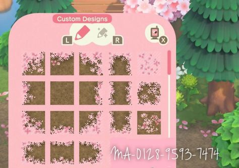 Animal Crossing Sakura Path, Acnh Cherry Blossom Road Design Code, Cherry Blossom Island Acnh, Acnh Cherry Blossom Path, Acnh Cherry Blossom Path Designs, Acnh Sakura Code, Pathway Acnh, Acnh Fairycore Codes, Acnh Sakura