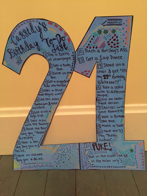 21st birthday to do list 21 Birthday Sign Checklist, Birthday Party To Do List, Birthday To Do List, 21st Birthday Signs Checklist, Party To Do List, 21st Shot Book, Birthday Checklist, 30th Birthday Games, 21st Birthday Checklist