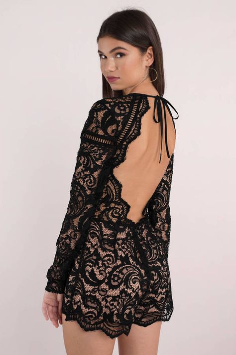 Formal Romper, Pretty Lace Dresses, Black Ruby, Party Rompers, Silky Shirt, Casual Rompers, Trendy Clothing, Floral Romper, Black Romper