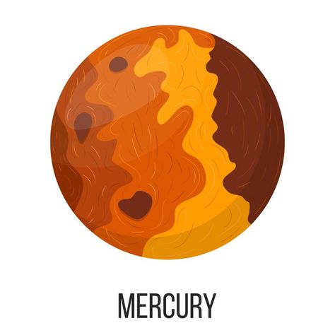 Solar System Cartoon, Mercury Planet, Planet Vector, Planet Drawing, Planet Art, Planet Mercury, Planet Design, Solar System Planets, Planets Art