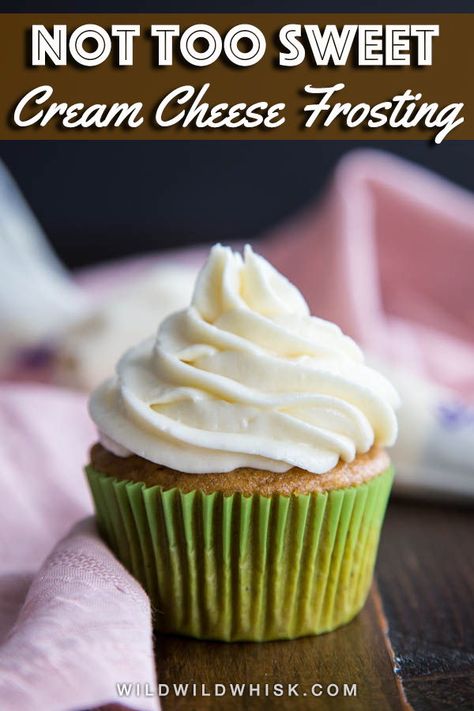 This classic Cream Cheese Frosting is creamy, tangy and super addicting. It has just the right amount of sweetness to bring out the flavor of your cakes! #wildwildwhisk #creamcheesefrosting Preppy Kitchen Cream Cheese Frosting, Less Sweet Cream Cheese Frosting, Cream Cheese Frosting Not Too Sweet, Not So Sweet Cream Cheese Frosting, Tangy Cream Cheese Frosting, Not Too Sweet Cream Cheese Frosting, Honey Cream Cheese Frosting, Single Cupcake Recipe, Macaron Fillings