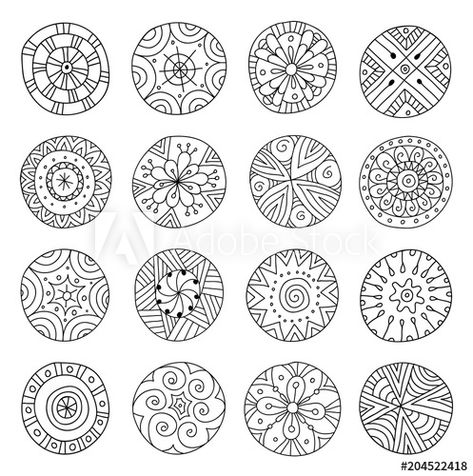 Circle Doodles, Line Doodles, Zen Doodle Patterns, Zen Doodle Art, Easy Doodle Art, Zentangle Drawings, Doodles Zentangles, Hand Drawn Pattern, Circle Art