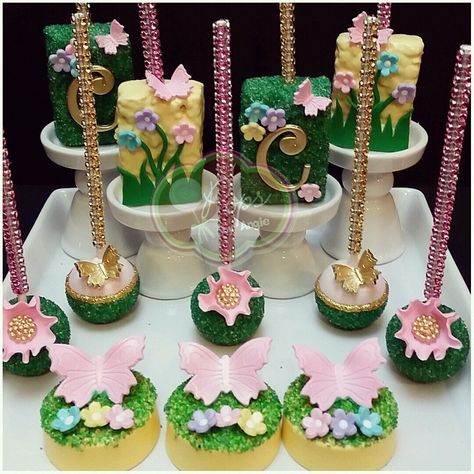 (2) "O" Pops by Angie Whimsical Garden Party, Enchanted Forest Baby Shower, Peeps Cake, Chocolate Covered Cookies, Wedding Cake Cookies, Pop Cupcakes, Chocolate Dipped Oreos, Quinceanera Cakes, Butterfly Birthday Party