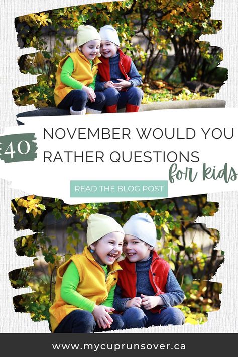 Would You Rather is a fun game where players are given a choice between two options—generally both compelling or both off-putting—from which they must select their preference. It's the perfect way to get people talking and sharing a few laughs. Print out these November Would You Rather questions for kids and keep them on hand as great conversation starters at your Thanksgiving dinner or as a fun activity to do in your classroom.  #wouldyourather #thanksgivinggame #novemberactivityforkids Trivia Questions For Kids, Questions For Kids, Rather Questions, Creative Lesson Plans, November Activities, Writing Station, Thanksgiving Activities For Kids, Would You Rather Questions, Fun Fall Activities