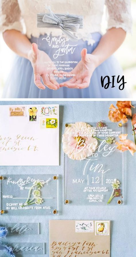 Diy Clear Acrylic Wedding Invitations, Acrylic Wedding Invitation Blue, Diy Clear Wedding Invitations, Acrylic Invitation Quinceanera Diy, How To Make Acrylic Wedding Invitations, How To Make Acrylic Invitations, Cricut Acrylic Invitations Diy, Acrylic Wedding Invitation Diy Cricut, Acrylic Invitation Diy