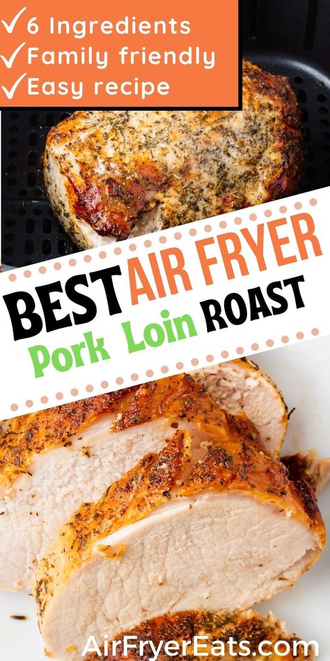 Air Fryer Recipes Pork Loin, Air Fryer Pork Loin, Boneless Pork Loin Recipes, Air Fryer Recipes Pork, Pork Sirloin Roast, Boneless Pork Loin Roast, Boneless Pork Roast, Pork Loin Roast Recipes, Air Fryer Pork