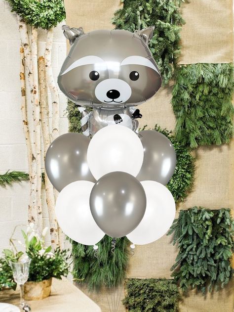 9pcs Raccoon Balloon Set | SHEIN USA Raccoon Decorations, Raccoon Party, Raccoon Baby Shower Ideas, Raccoon Birthday Party Ideas, Raccoon Themed Birthday Party, Raccoon Birthday, Raccoon Birthday Party, Hunting Baby, Baby Raccoon