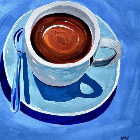 Instagram Coffee, Painting Inspo, Daily Painting, Gouache Painting, Coffee Addict, Coffee Break, Art Collector, Coffee Lover, Coffee