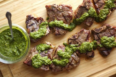 Recipes With Mint, Lamb Loin Chops, Lamb Steaks, Grilled Lamb Chops, Lamb Chop Recipes, Grilled Lamb, Mint Sauce, Herb Sauce, Mint Recipes