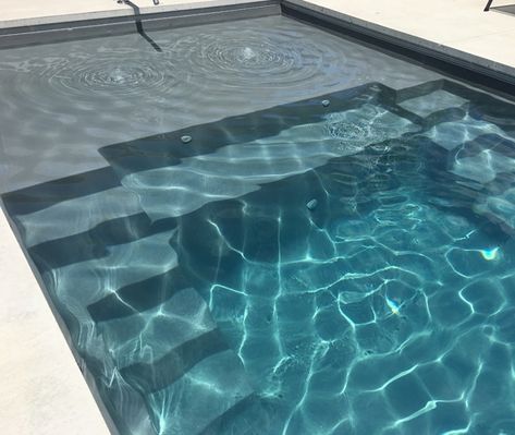 Grey Fiberglass Pool, Grey Swimming Pool, Swimming Pool Colors, Imagine Pools, Fiberglass Pool, Fiberglass Swimming Pools, Pool Colors, Fiberglass Pools, Plunge Pool