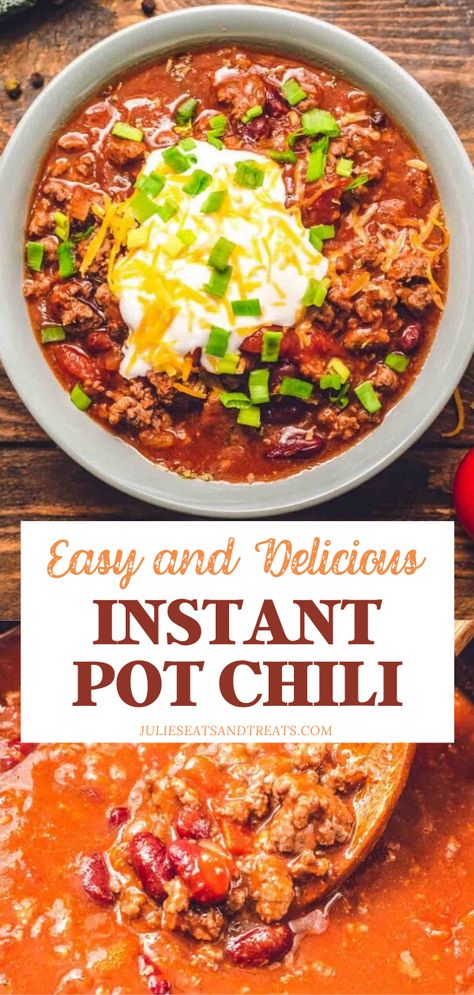 Nothing beats a hearty and delicious bowl of Instant Pot Chili! Get the perfect blend of flavors from beef, beans, and tomatoes in just 4 simple steps. A great way to keep it quick and easy on busy weeknights! Add this recipe to your dinner menu ideas! Instant Pot Chilli Recipes Easy, Easy Chilli Recipe Instant Pot, Chilli Recipe Instant Pot, Instant Pot Chilli, Chili Recipe Instant Pot, Instantpot Chili, Ground Beef Chili Recipe, Easy Instant Pot Chili, Chili Instant Pot