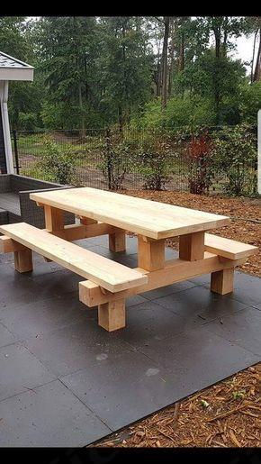 Kursi Outdoor, Diy Picnic Table, Picnic Table Plans, Garden Furniture Design, Outdoor Garden Bench, Outside Furniture, Wood Garden, Outdoor Furniture Plans, Log Furniture