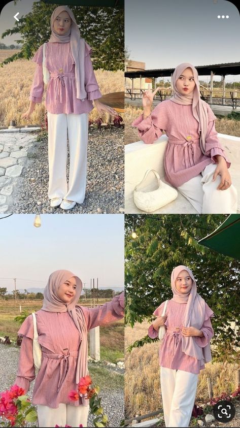 Mix And Match Pink Outfit Hijab, Outfit Pink Hijab Casual, Pink Outfit Hijab, Mix And Match Outfits Hijab, Outfit Ideas Hijab, Pink Hijab, Outfits Pastel, Simple Hijab, Muslim Style