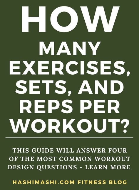 How Many Exercises, Sets, and Reps Per Workout Should You Do? 

While there is nothing wrong with following a strength training program written by someone else, you’ll probably get better results if you write your own. Writing your own workouts means that you can create programs that address your wants, needs, preferences, and goals.

This guide will answer four of the most common workout design questions - learn more! How Many Exercises In A Workout, Super Set Workouts, Split Workout, Sets And Reps, Strength Training Guide, Dumbbell Workouts, Weight Training Routine, Home Workout Men, Workout Design