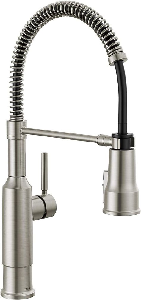 Delta Faucet Theodora Pull Down Kitchen Faucet with Pull Down Sprayer, Commercial Kitchen Sink Faucet, Faucets for Kitchen Sink, Magnetic Docking Spray Head, SpotShield Stainless Commercial Kitchen Sink, Wet Bar Sink, Copper Kitchen Faucets, Commercial Style Kitchen, Delta Kitchen Faucet, Kitchen Renos, High Arc Kitchen Faucet, Brushed Nickel Kitchen Faucet, Commercial Kitchen Faucet