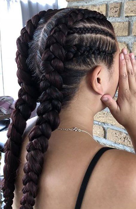 21 Coolest Cornrow Braid Hairstyles in 2021 - The Trend Spotter Big Cornrow Braids, Two Cornrow Braids, French Braid Styles, Long Braided Hairstyles, Cornrow Braid Styles, Two Braid Hairstyles, Cornrows Styles, Feed In Braids Hairstyles, French Braid Hairstyles