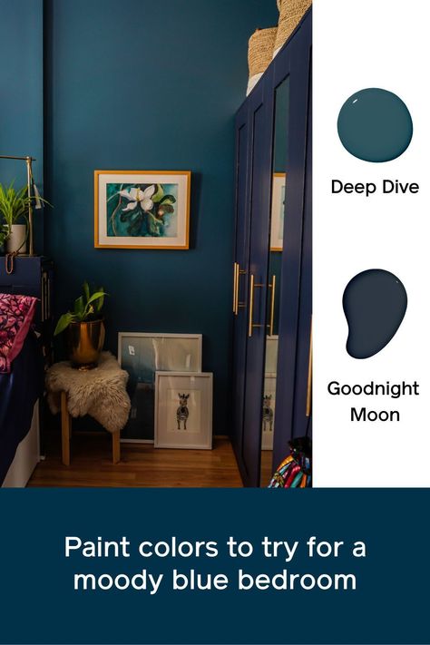 Dark Blue Teal Paint Colors, Colorful Bedroom Paint Ideas, Behr Dark Teal Paint Colors, Sapphire Blue Paint Colors, Bold Blue Paint Colors, Teal Home Office Ideas, Deep Turquoise Paint, Rich Blue Paint Colors, Unique Paint Colors For Walls