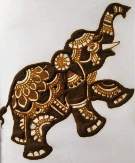 Elephant Henna Designs Simple, Elephant Drawing Mehandi, Bridal Mehndi Designs Elephant, Mehendi Elephant Design, Elephant Mehandi Designs, Elephant Rangoli Design, How To Draw Elephant In Mehndi, Elephant Design In Mahendi, Elephant Mehendi Design