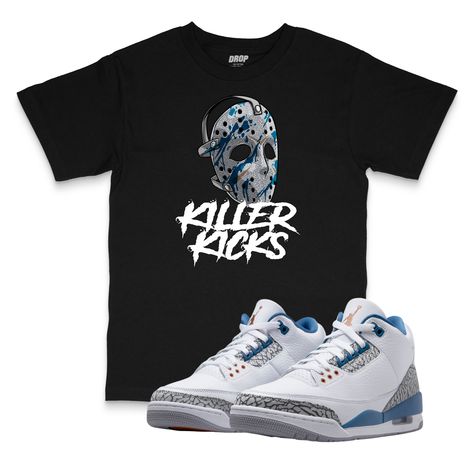 Air Jordan 3 Wizards I Killer Kicks Sneaker Matching T-Shirt Check more at https://itthemovie.com/product/air-jordan-3-wizards-i-killer-kicks-sneaker-matching-t-shirt/ Jordan 3 Wizards, Jordan 3 White Cement, Air Jordan 3, Jordan 3, Air Jordan, Air Jordans, Jordan, Black And White, Sneakers