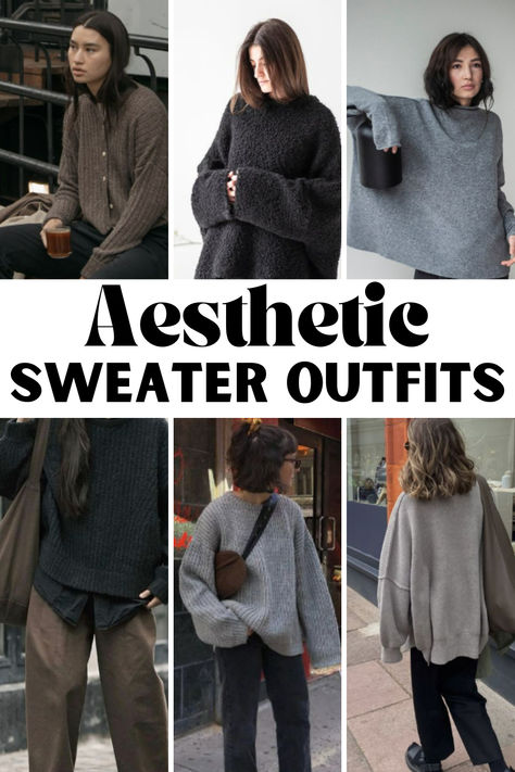 We all scream for sweater weather! Explore our post about the cutest and coziest sweaters for fall and winter. You'll find tons of inspiration and ideas for aesthetic sweater outfits on the blog now! Aesthetic Sweater Outfits, Big Sweater Outfit, Chunky Sweater Outfit, Sweaters For Fall, Big Sweater, Aesthetic Sweaters, Chunky Oversized Sweater, Chic Winter Outfits, Big Sweaters