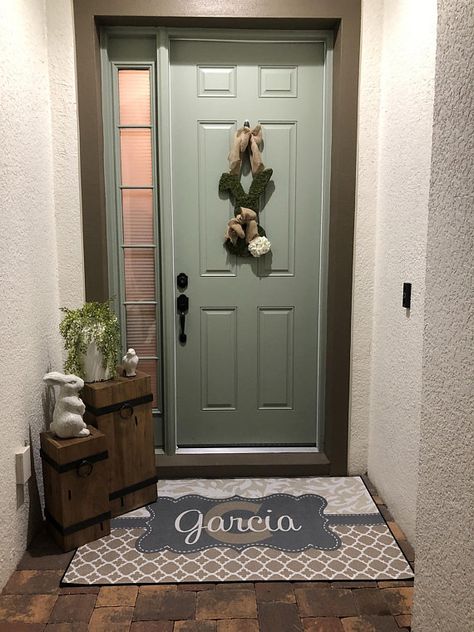 Farmhouse Front Porch Decor, Front Porch Remodel, Small Porch Decorating, Welcome Front Door, Small Porch, Farmhouse Front Porch, Porch Remodel, For Mom, Front Door Mat