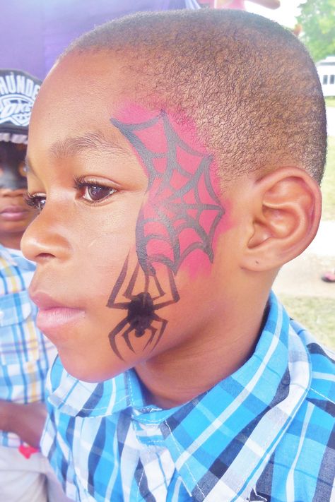 Spiderweb Face Paint Kids, Spider Man Face Tattoo, Spider Man Face Paint Easy, Spiderweb Face Paint, Childcare Crafts, Eye Black Softball, Spider Man Face Paint, Spiderman Makeup, Spider Face Painting