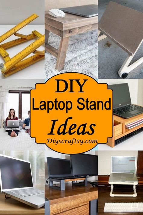 20 DIY Laptop Stand Ideas You Can Make This Weekend Monitor Stand Diy, Diy Laptop Stand, Laptop Stand Wood, Ergonomic Office Furniture, Diy Laptop, Ergonomics Furniture, Stand Ideas, Workspace Inspiration, Monitor Stand