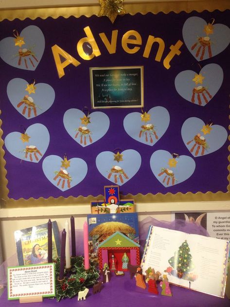 Thanksgiving Wednesday, Advent Crafts For Kids, Christmas Eyfs, Kindergarten Christmas Activities, Catholic Classroom, Advent Art, Advent Prayers, Christmas Bulletin Boards, Advent Crafts