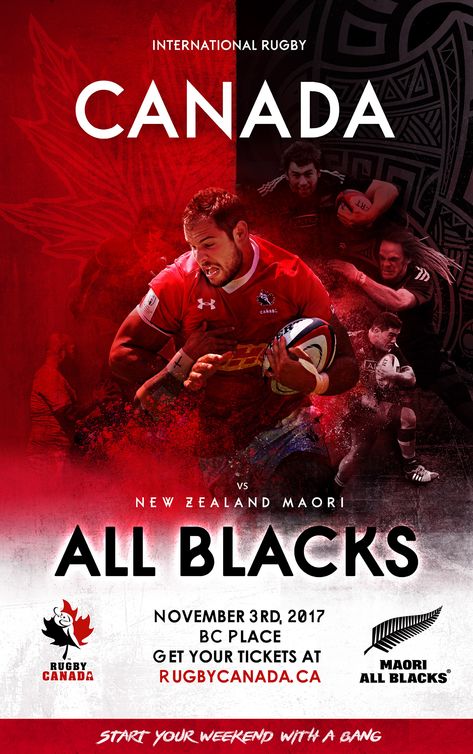 Canada v Maori All Blacks Poster & Logo on Behance #rugby #allblacks #maori #canada #vancouver #sportsposter #sportsadvertising Maori Poster Design, Rugby Poster Design, Canada Poster Design, Rugby Advertising, Rugby Graphic Design, Rugby Allblacks, Rugby Poster, Sports Advertising, Canada Vancouver