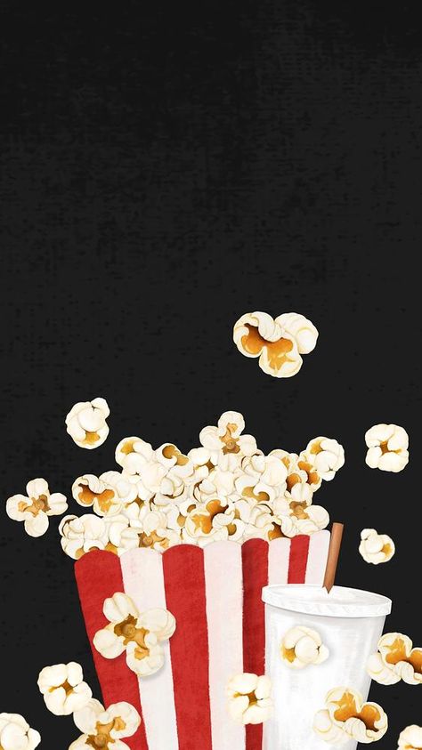 Popcorn Wallpaper, Cinema Wallpaper, Wallpaper Combo, Iphone Wallpaper Dark, Iphone Wallpaper Black, Popcorn Movie, Food Background, Movie Snacks, Black Food