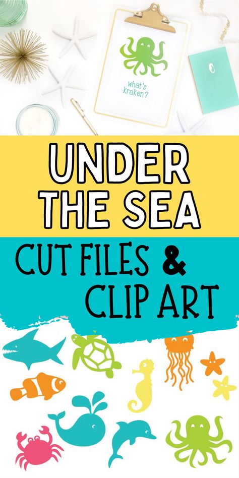 Cricut Ocean Projects, Free Ocean Svg Files For Cricut, Ocean Svg Free, Easy Clip Art, Ocean Puns, Underwater Crafts, Circuit Joy, Scuba Vbs, Ocean Svg