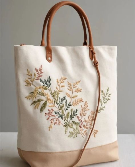 Casual Shoulder Bag With Floral Embroidery For Travel, Everyday Cotton Shoulder Bag With Floral Embroidery, Daily Use Cotton Canvas Bag With Floral Embroidery, Casual Floral Embroidery Tote Bags, Cotton Tote Shoulder Bag With Floral Embroidery, Creative Tote Bag, Tods Bag, Simple Hand Embroidery Patterns, Stylish Luggage