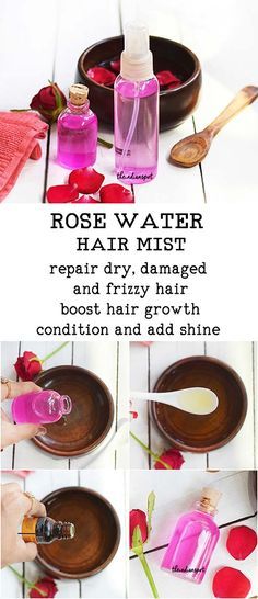 Rose Water For Hair, Rose Water Hair, Rose Water Spray, Rose Water Diy, Spray For Hair, Water Hair, Dry Frizzy Hair, Coconut Oil Hair Mask, Charcoal Teeth Whitening