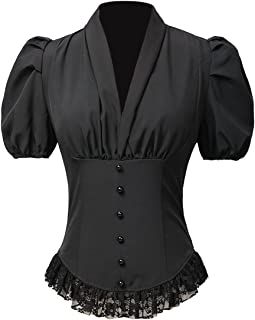 Victorian Corset, Victorian Blouse, Gothic Tops, Corset Shirt, Corset Tops, Victorian Costume, Steampunk Corset, Pleated Shirt, Period Outfit