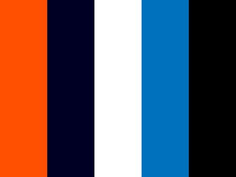 Blue Orange Black White Color Palette, Navy Color Palette, Blue Color Combinations, Yellow Palette, Orange Color Palettes, Good Color Combinations, Bold Color Palette, Blue White And Black, Color Inspo