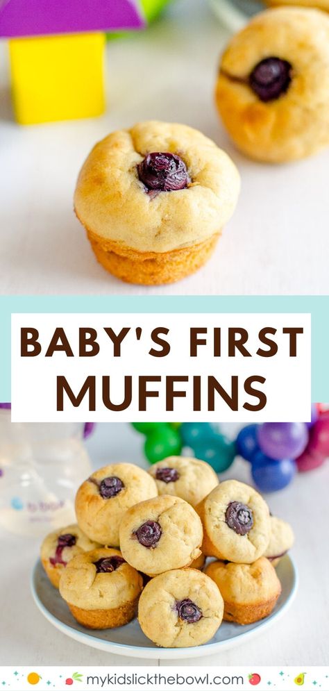 Blw Banana Blueberry Muffins, 3 Ingredient Muffins Banana, Baby Friendly Banana Muffins, Muffins For 11 Month Old, Blw Blueberry Muffins, Baby Led Weaning Blueberry Muffins, Banana Blueberry Muffins For Baby, Muffins For 6 Month Old, Baby Breakfast Muffins