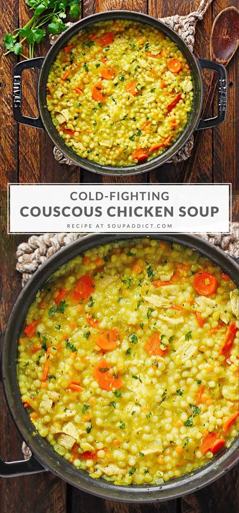 Soup Good For Digestion, Gut Health Chicken Soup, Tummy Healing Soup, Immune Support Soup, Coucous Chicken Soup, Lemon Chicken Couscous Soup, Immune Chicken Soup, Soup Recipes For Cough, Chicken Couscous Soup Recipes