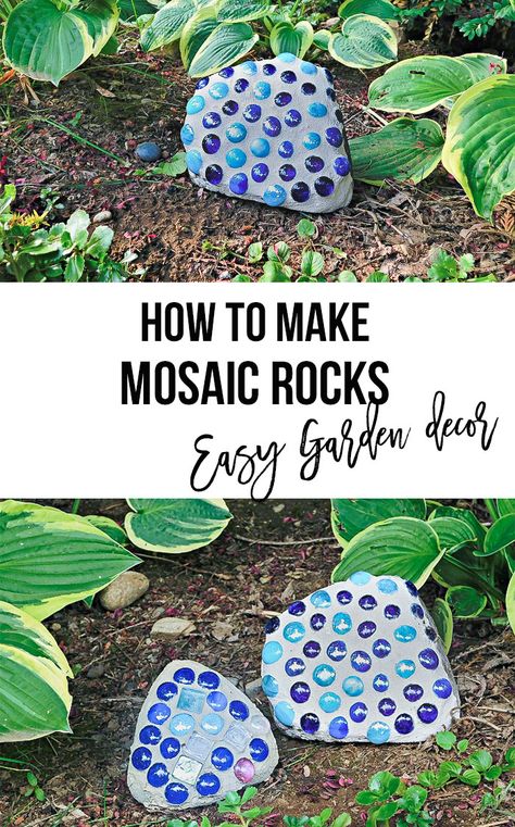 Mosaic rocks are such a fun and easy summertime outdoor project for the kids. Make these pretty colorful mosaic rocks with inexpensive materials! Mosaics For Kids, Garden Diy On A Budget, Easy Mosaic, Mosaic Rocks, Outdoor Diy Projects, Rock Decor, Mosaic Diy, Easy Garden, Mosaic Garden