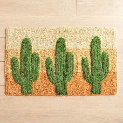 Pier 1 Imports Cactus Desert Bath Rug 🌵 #ad #cactus #cactusparty #cacti #cactusaddicted #succulent #saguaro #desert #trendy cactus party, cacti, succulent, desert, saguaro, prickly pear, cactus addicted, cactus obsession Diy Cozinha, Cactus Bathroom, Cactus Wallpaper, Cactus Terrarium, Cactus Desert, Coastal Boho, Bathroom Themes, Cactus Decor, Green Cactus