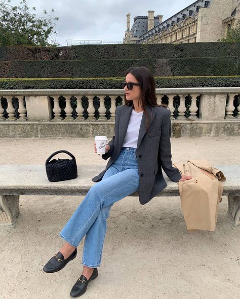 Aesthetic Loafers, Loafers Outfit Ideas, Gucci Loafers Outfit, Loafers With Jeans, Loafers And Jeans, Loafers Outfits, Jeans Blazer Outfit, How To Wear Loafers, Jeans Aesthetic