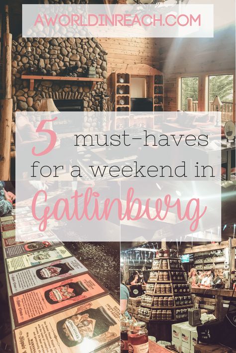 Gatlinburg, Tennessee is the perfect place for a weekend getaway with friends. Check out this list of 5 must-haves for the perfect weekend in Gatlinburg! // A World in Reach // #weekendingatlinburg #gatlinburgtn #gatlinburg #weekendgetaway #tennessee #cabinweekend #AWorldinReach Gatlinburg Tennessee Vacation, Smokey Mountains Vacation, Traveling By Yourself, Tennessee Vacation, Gatlinburg Tennessee, Usa Travel Guide, Mountain Vacations, Usa Travel Destinations, United States Travel