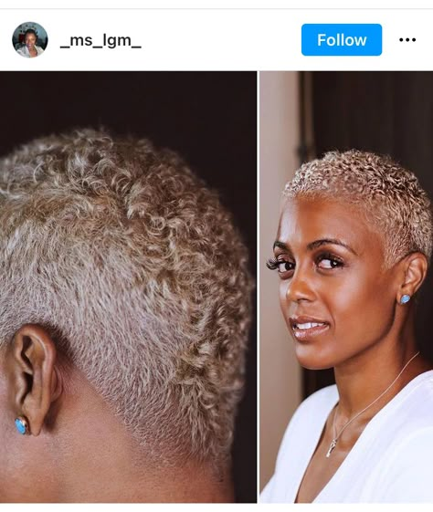 Subtle Mohawk, Blonde Twa Black Women, Twa Hairstyles 4c Hair, Twa Natural Hair, Short Platinum Blonde Hair, Short Hair Inspiration, Short Hair Designs, Short Natural Curly Hair, Shaved Hair Cuts