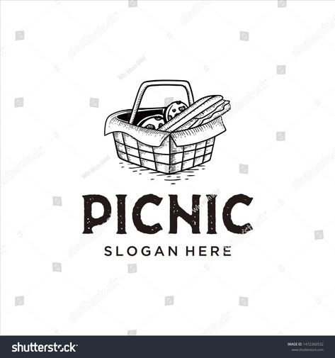 Picnic Logo Design, Picnic Branding, Picnic Logo, Dog Picnic, Picnic Business, Supermarket Logo, Holiday Logo, Indoor Picnic, Basket Drawing