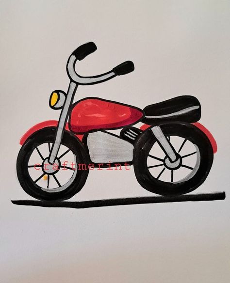 Craftmerint Bycicle Drawings Easy, Bike Drawing Easy, Drawing Bike, Bike Diy, Bike For Kids, Drawing Kids, Diy Step, Biking Diy, Bike Drawing