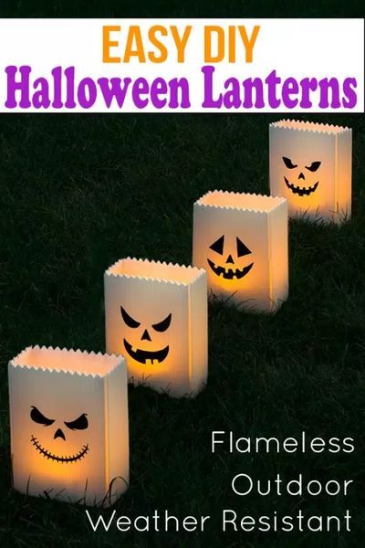 Looking for cute outdoor Halloween decorations? These DIY Halloween luminaries are both weather resistant and flameless! Or you can use these glowing paper lanterns to create a spooky path to your door! Diy Luminaries Outdoor, How To Make Lanterns Diy, Halloween Campsite, Diy Halloween Lanterns, Diy Luminaries, Make Lanterns, Diy Halloween Luminaries, Halloween Lanterns Diy, Luminary Diy