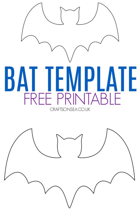 Bat Template: Free Printable PDF - Crafts on Sea Cutout Crafts Free Printable, Halloween Cutouts Printable, Bat Templates Free Printable, Bat Pattern Templates, Bat Pattern Templates Free Printable, Pumpkin Cutouts Template, Paper Bat Template, Free Bat Template Printable, Bat Template Free Printable