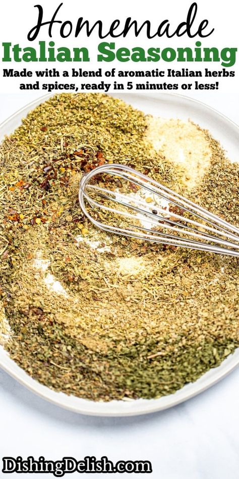 Homemade Italian Seasoning is quick and easy to throw together, made with a blend of Italian herbs and spices, ready in 5 minutes or less! Best Italian Seasoning Recipe, Homemade Italian Seasoning, Jamaican Jerk Seasoning, Homemade Fajita Seasoning, Gluten Free Main Dishes, Italian Herbs, Homemade Spice Blends, Italian Sauce, Italian Spices