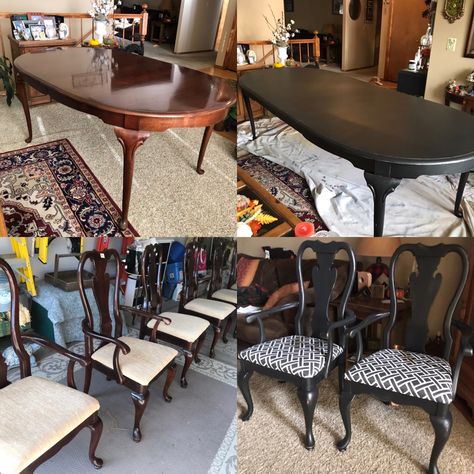 Antique Table And Chairs Makeover, Table Remodel, Table And Chairs Makeover, Ideas Comedor, Dining Set Makeover, Antique Furniture Makeover, Furniture Refurbishing, Dining Room Table Makeover, Furniture Makeover Inspiration