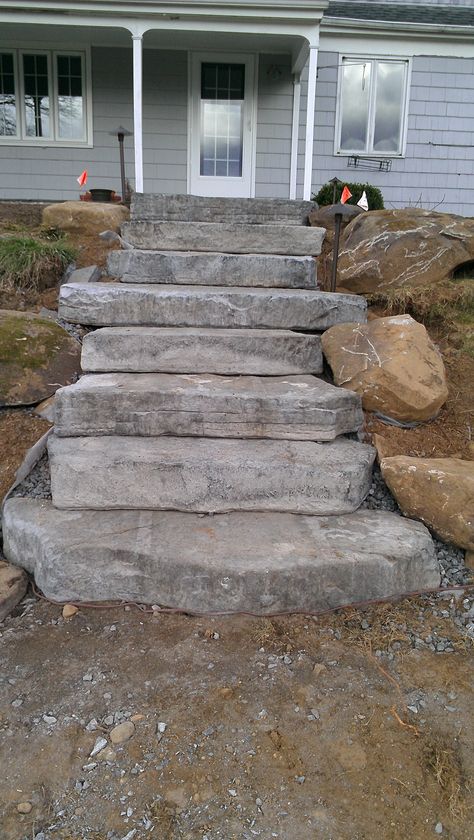 Concrete Steps made to look natural Paver Patio Installation, Landscape Stairs, Patio Installation, Landscape Steps, Patio Pavers Design, Patio Steps, Stone Steps, Garden Stairs, Outdoor Steps